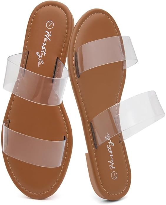 Herstyle Flat Sandals for Women – Slip-On Two Strap Slides with Cushioned Footbed | Comfortable... | Amazon (US)