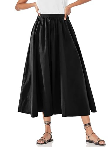 Women\u2019s A-Line Midi Skirts Casual Elastic High Waist Flowy Swing Pleated Beach Boho Long Ski... | Amazon (US)