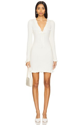 For Love & Lemons Miranda Sweater Dress in Cream from Revolve.com | Revolve Clothing (Global)