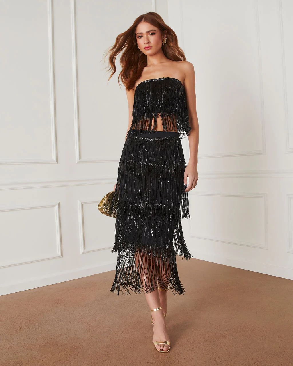 Tazzy Sequin Fringe Mini Skirt | VICI Collection