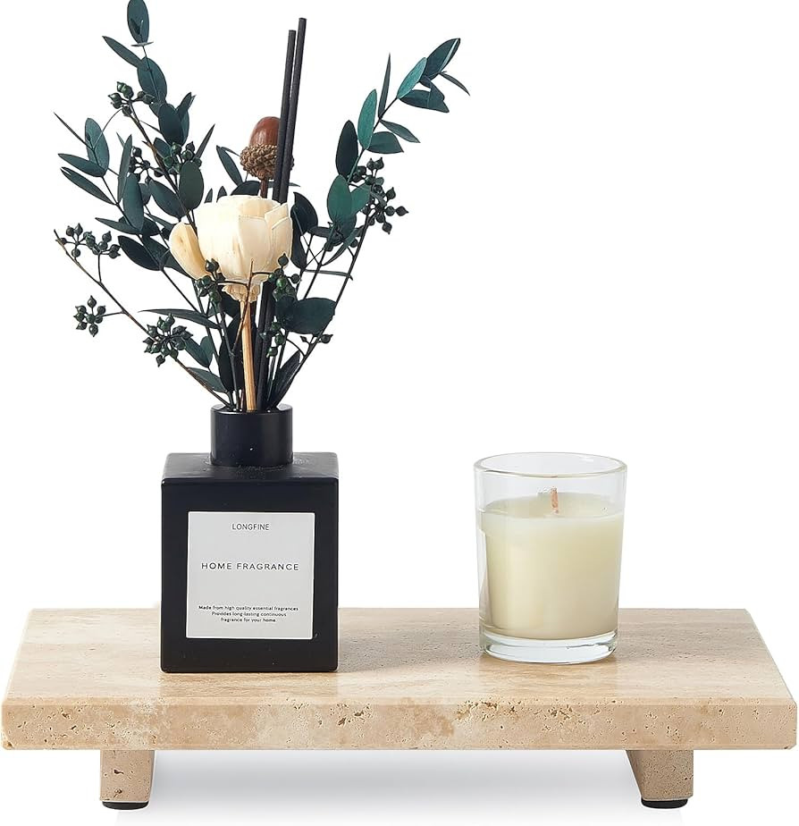 Natural Travertine Tray Pedestal Stand \u2013 Soap & Jewelry Riser for Bathroom Counter, Kitchen ... | Amazon (US)