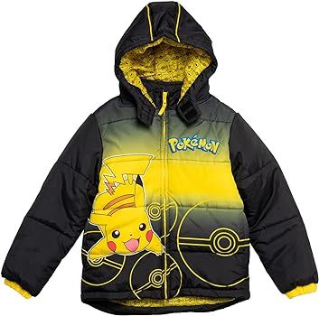 Pokemon Pikachu Zip Up Winter Coat Puffer Jacket Little Kid to Big Kid | Amazon (US)