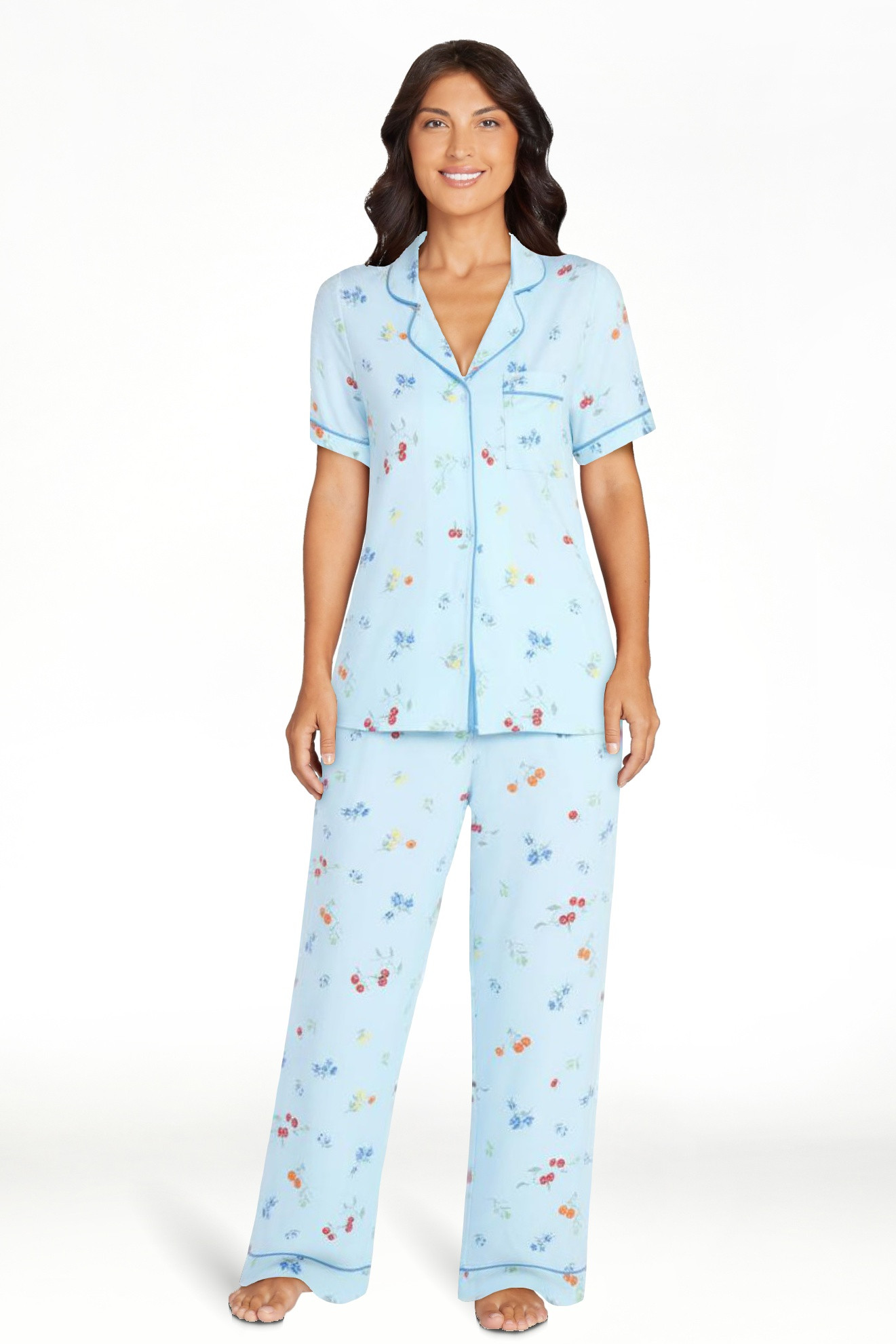 Joyspun Women's Dreamy Soft Collection Notch Collar Top and Capri Pants Pajama Set, 2-Piece, Size... | Walmart (US)