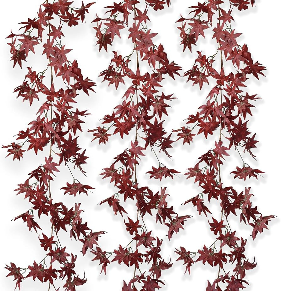 3 Strands Artificial Maple Vines Plants 71" Fake Silk Vine Garland with Maple Fall Leaves Greener... | Amazon (US)