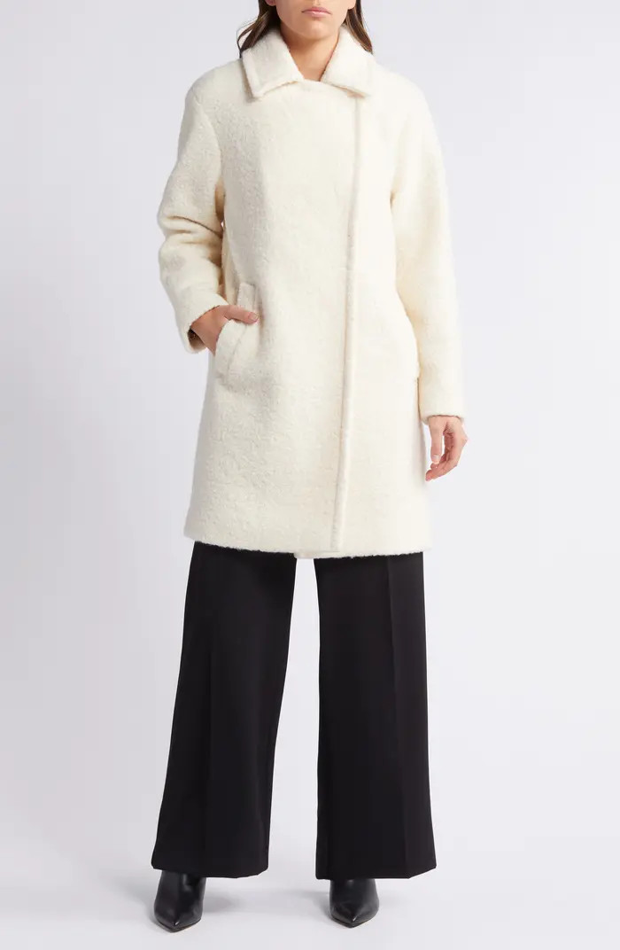 BCBGeneration Walker Notch Lapel Longline Bouclé Coat | Nordstrom | Nordstrom