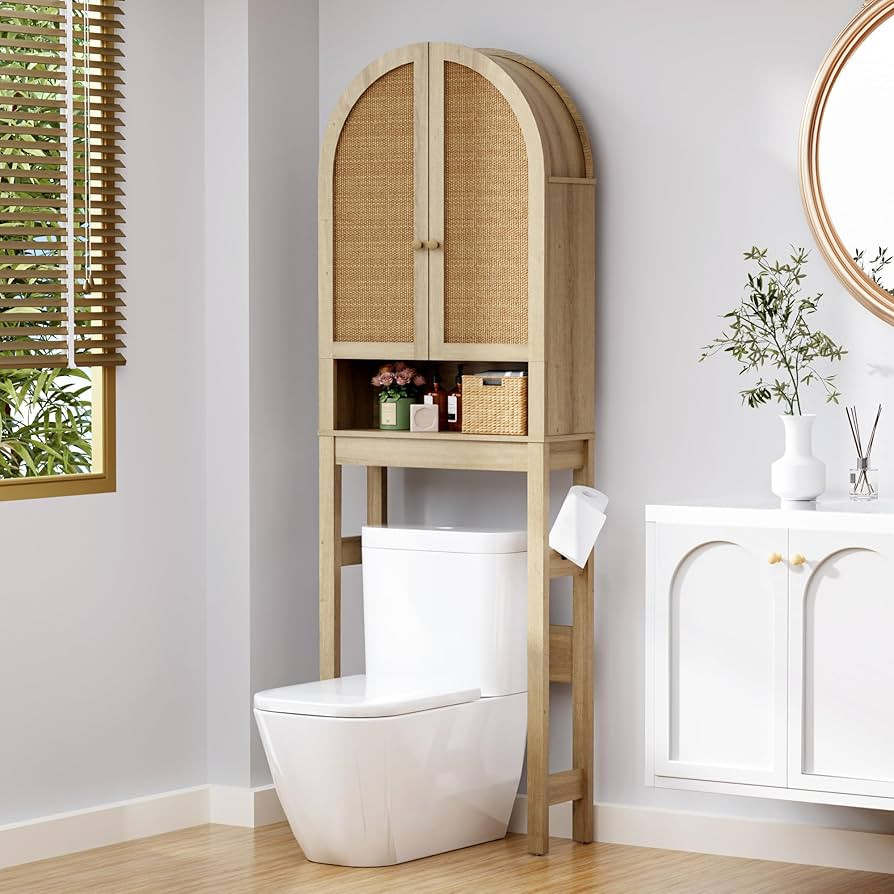 BONITURE Over The Toilet Storage Cabinet, Modern Storage Cabinet Over Toilet with Rattan Doors, A... | Amazon (CA)