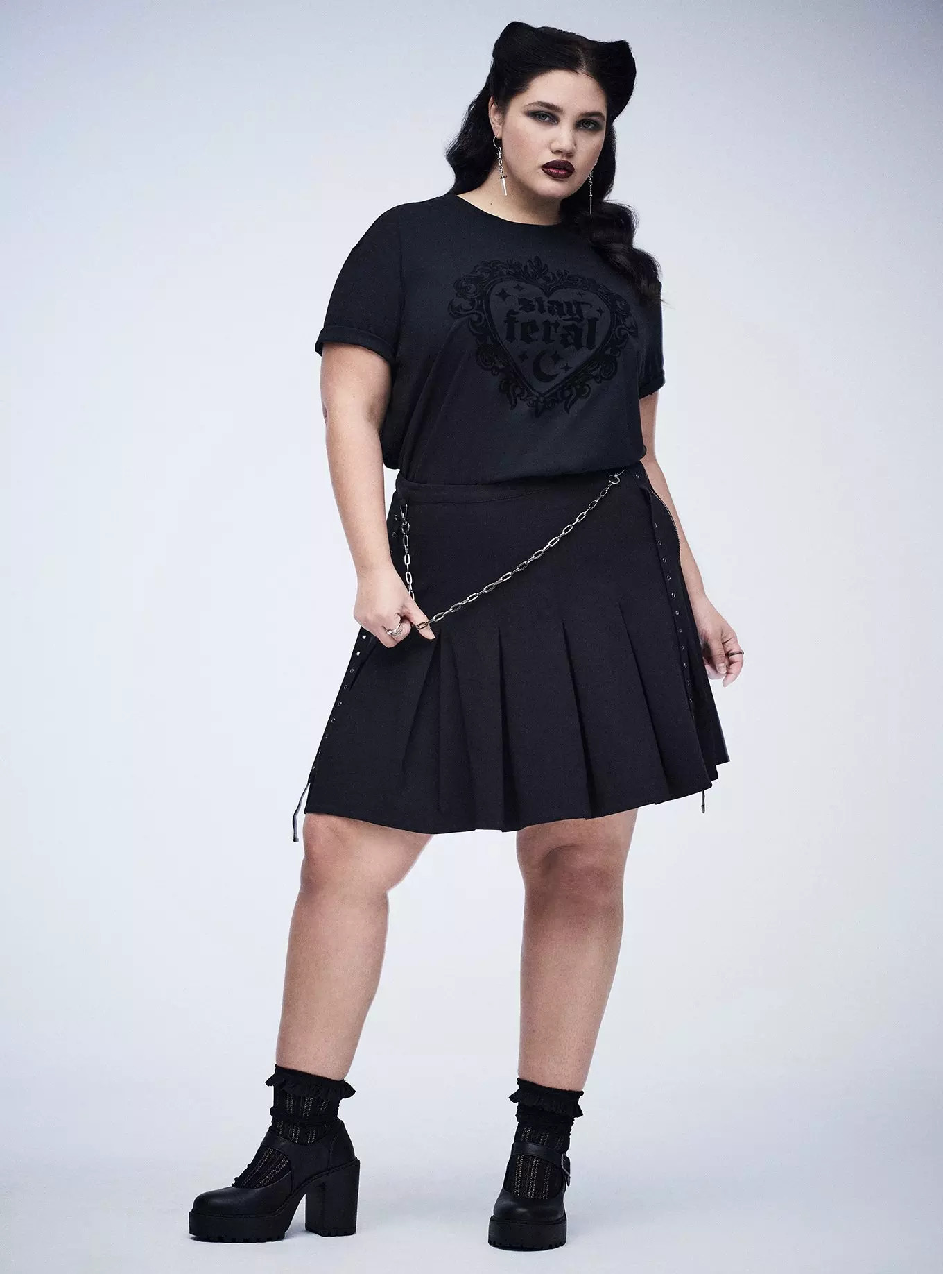 Nightfall Pleated Metal Detail Mini Skirt | Torrid (US & Canada)
