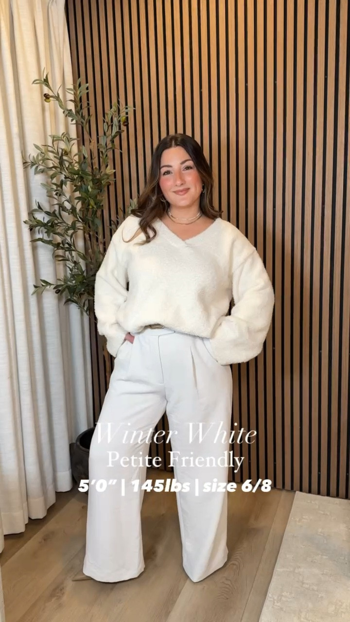 Petite friendly winter style! 

Sweater size small 
Trousers size 29 short (runs true to size)
Heels run tts 
Lip color shake 

#LTKHoliday #LTKWatchNow #LTKSaleAlert