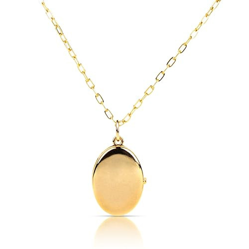 Modern Moments Gold Locket Necklace For Women - Oval Locket Pendant Necklace With Picture Inside - 16-18" | Amazon (US)
