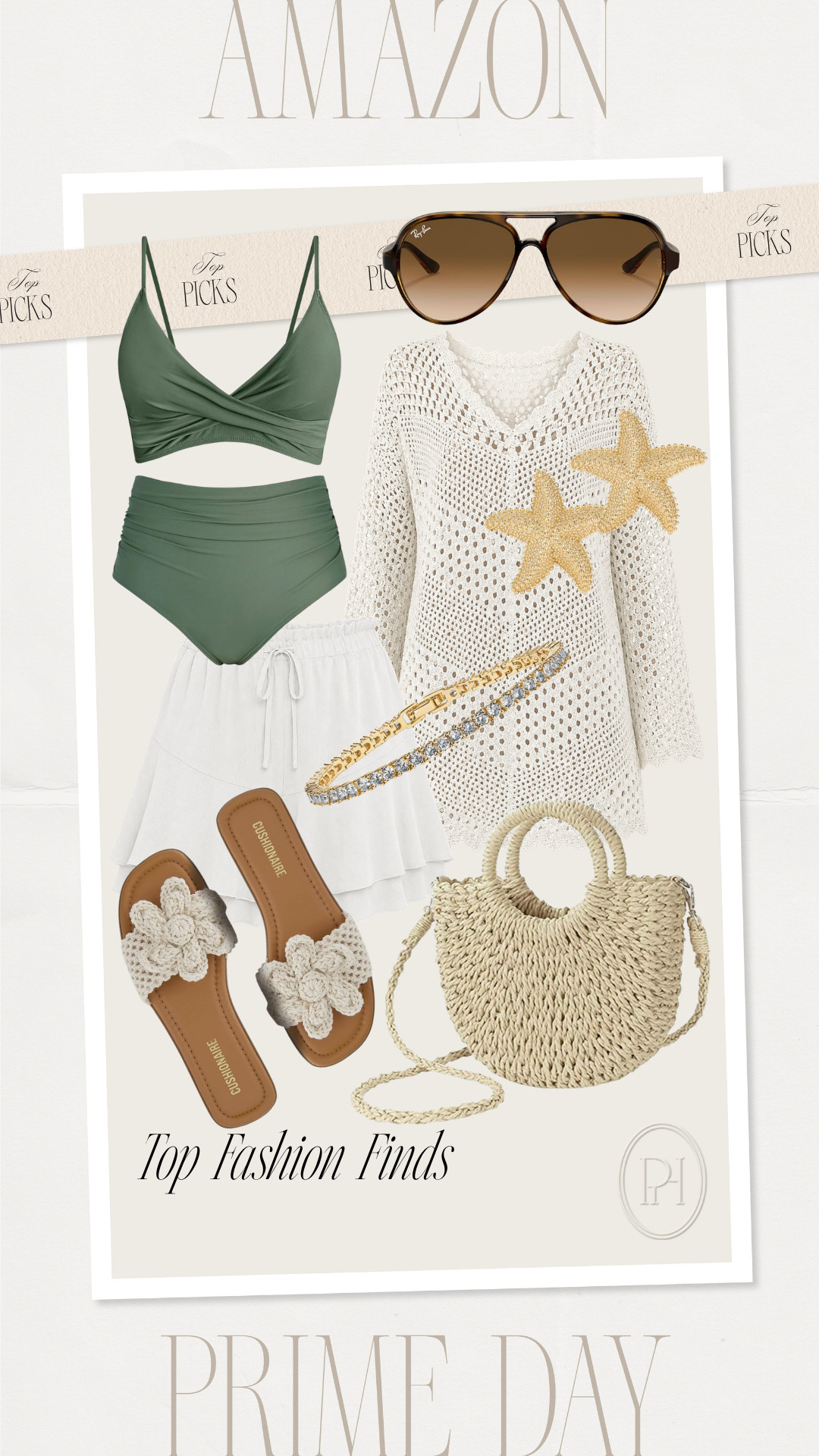 Beach style finds on sale with Amazon Prime Days!

summer fashion, summer style, summer looks, summer outfit, beach day look, poolside look, green bikini, high waisted bikini, swim coverup, crochet sandals, summer shoes, slides, woven handbag, summer handbag, summer looks, starfish earrings, gold earrings, tennis bracelet, crochet coverup 

 #LTKgrwm #LTKootd #LTKSaleAlert