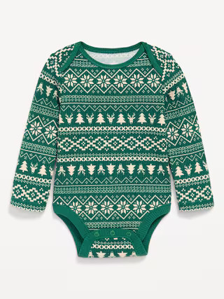 Printed Long-Sleeve Ribbed Unisex Bodysuit for Baby | Old Navy (US)