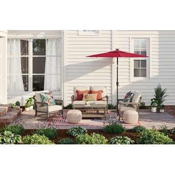 Shop allen + roth Ivy Meadows 4-Piece Conversation Set with Cream Cushions Collection at Lowes.co... | Lowe's