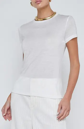 L'AGENCE Ellie Crewneck Short Sleeve T-Shirt in White at Nordstrom Rack, Size Small | Nordstrom Rack