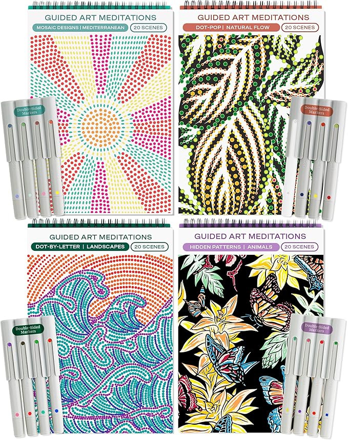 Lifelines FlowArt Activity Pads, 4-Pack - Guided Art Meditations with 4 Sets of Markers & 80 Scen... | Amazon (US)