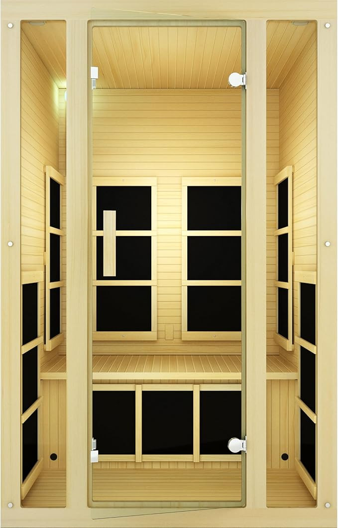 JNH Lifestyles Joyous 2 Person Canadian Hemlock Low EMF Far Infrared Sauna | Amazon (US)