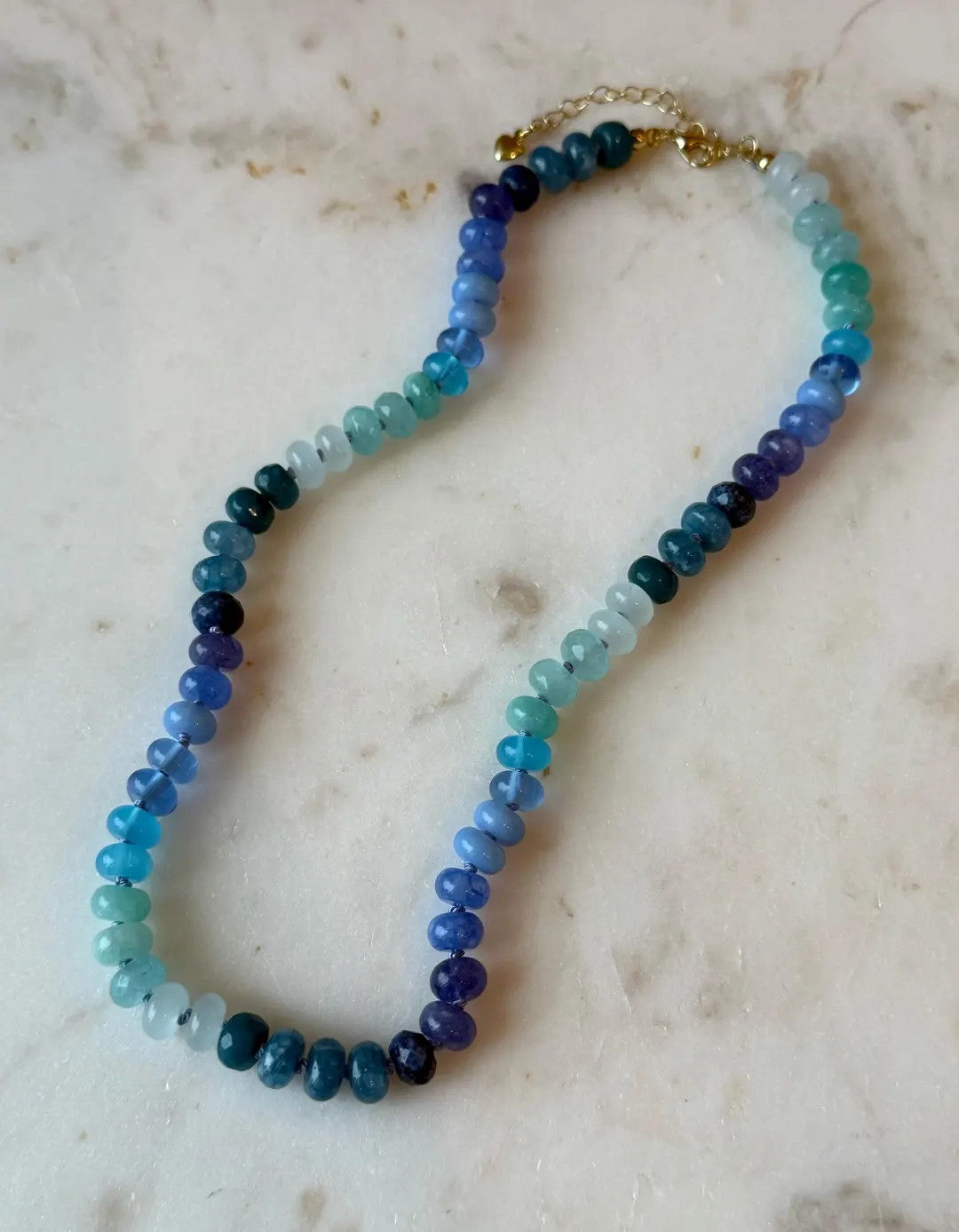 Beaded Gemstone Hand-knotted Silk Necklace With Gold Filled Hardware / Rondelle Natural Gemstones... | Etsy (US)
