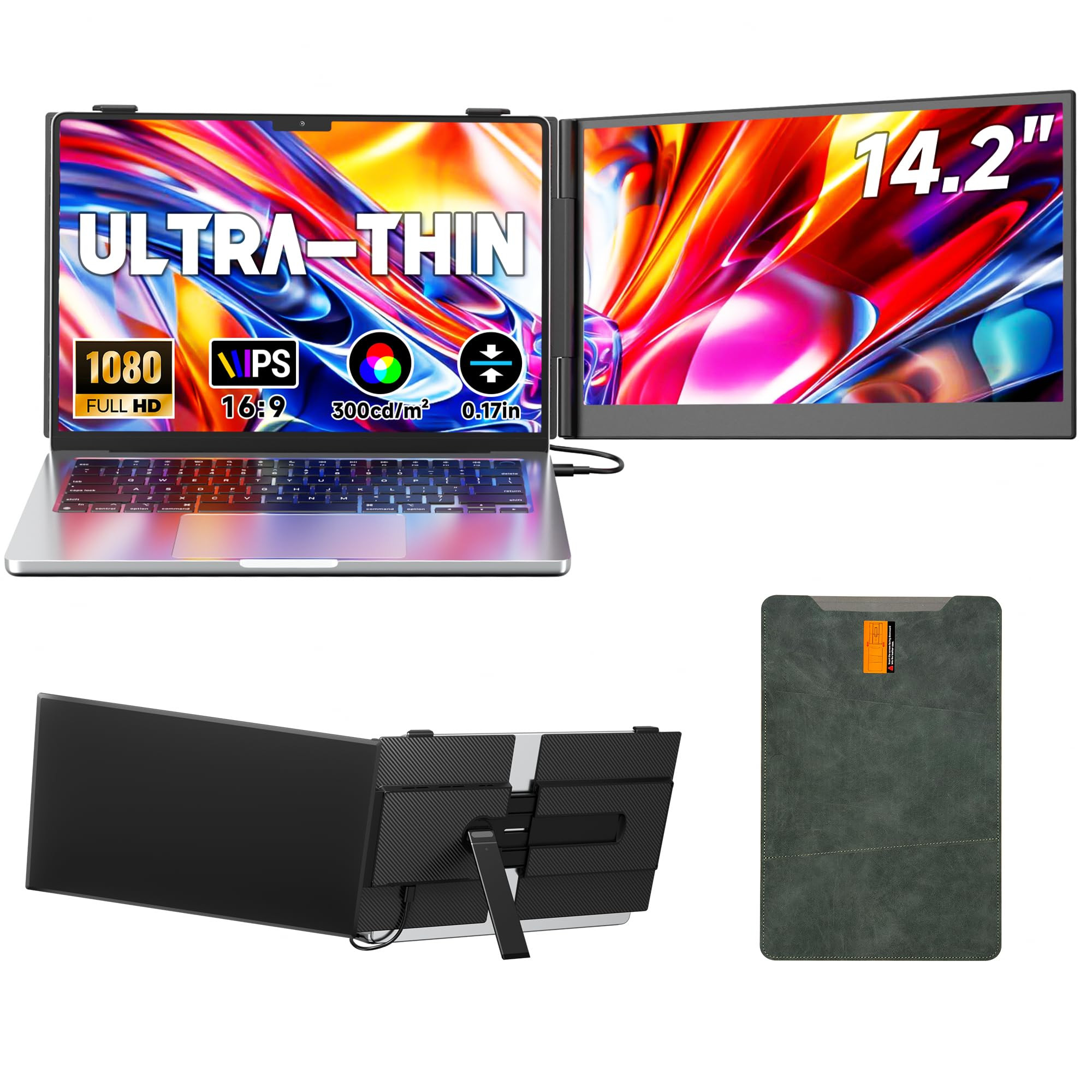 Laptop Screen Extender 0.17" Ultra-Thin, 14.2" FHD 1080P IPS Portable Monitor for Laptop, Dual Sc... | Amazon (US)