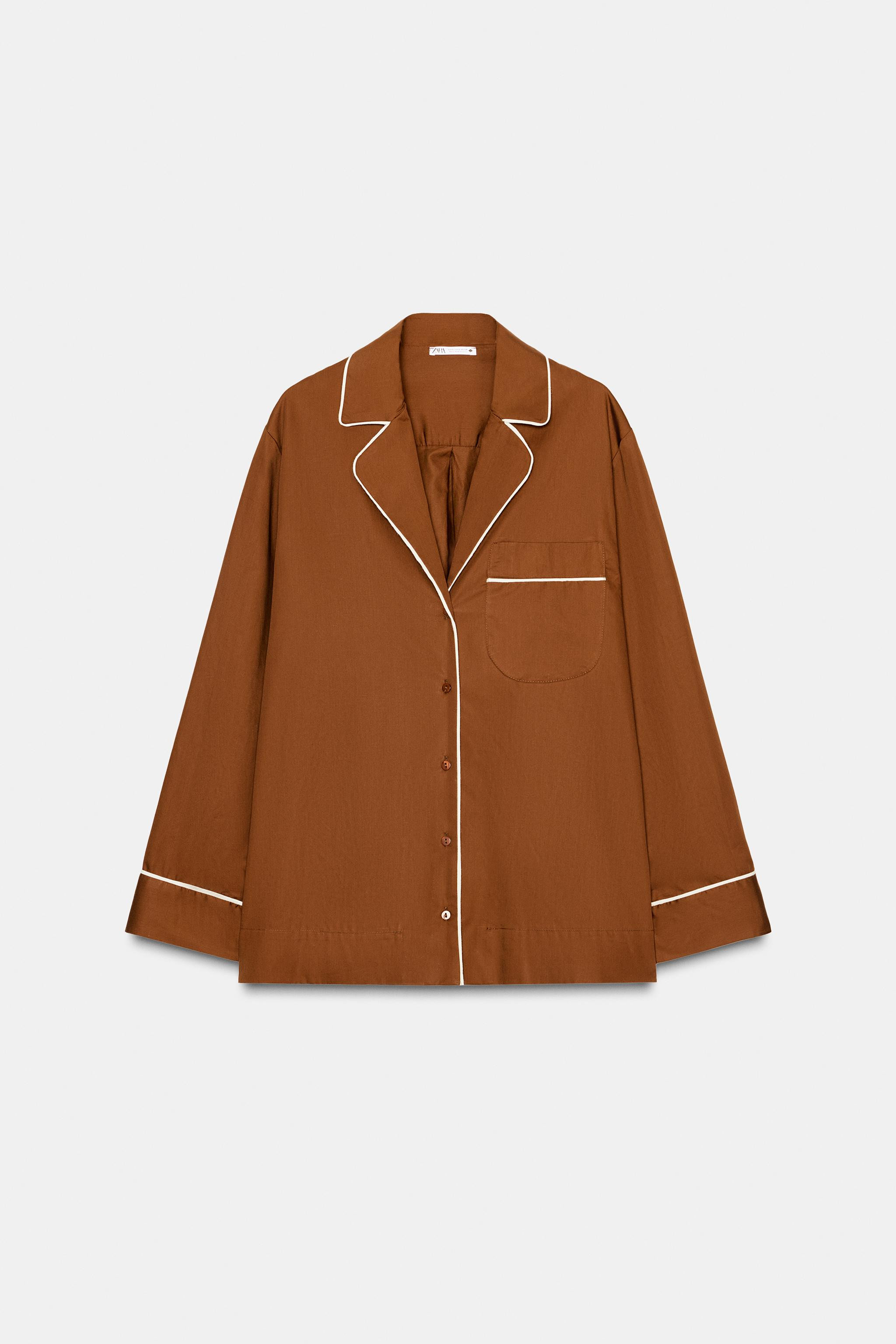 CONTRASTING POPLIN PAJAMA SHIRT | Zara US