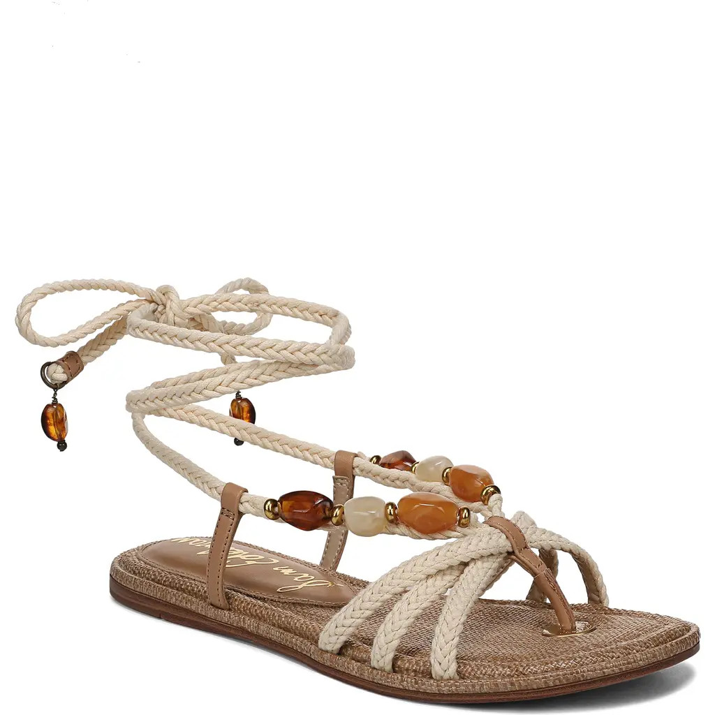 Sam Edelman Rori Ankle Wrap Sandal in Natural Sand at Nordstrom, Size 7 | Nordstrom