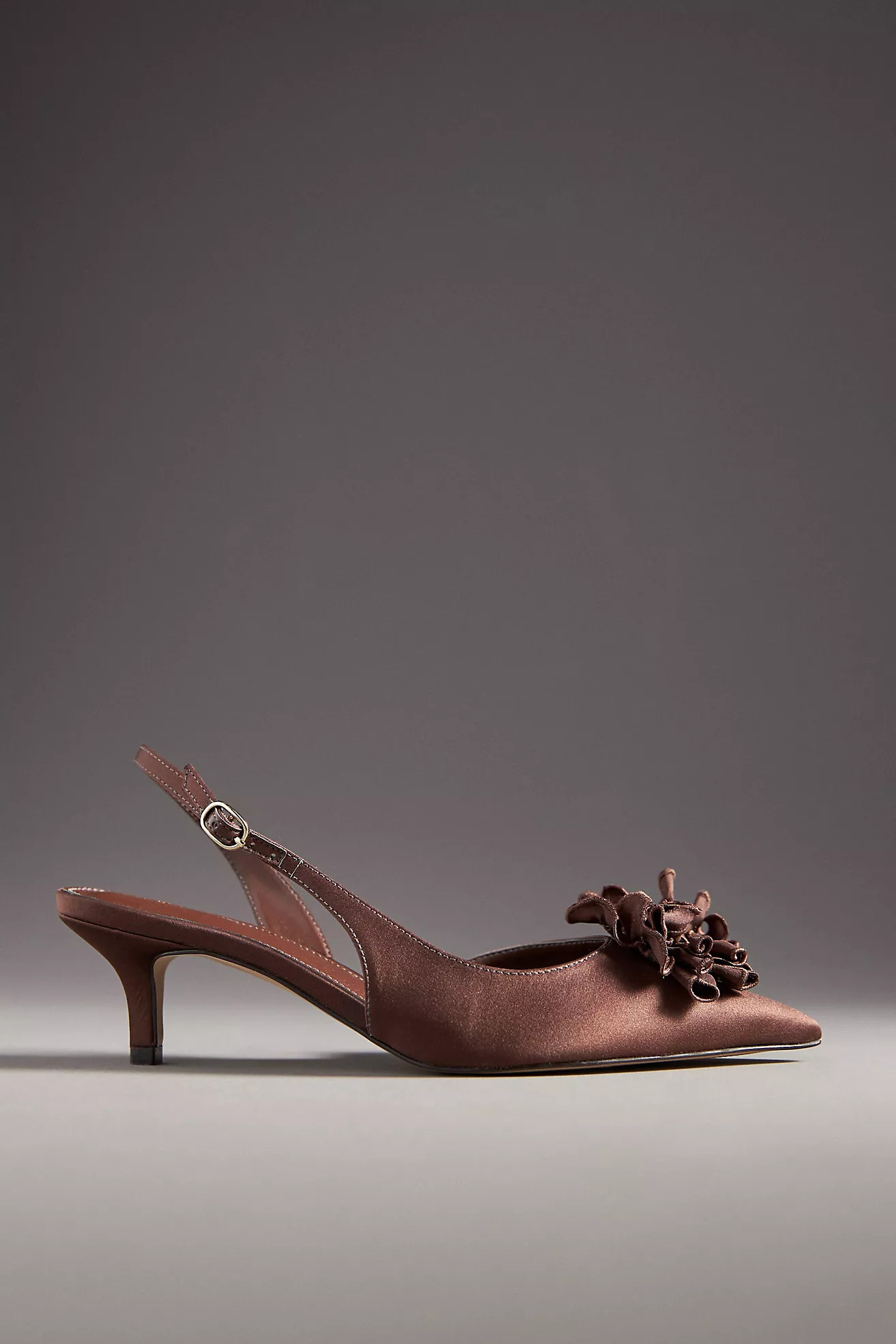 Maeve Floral Satin Slingback Heels | Anthropologie (US)