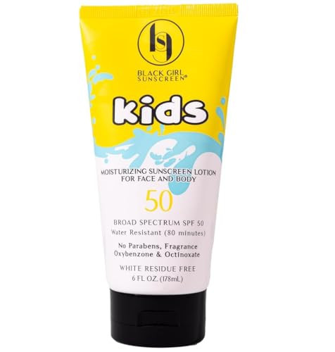 Black Girl Sunscreen Kids SPF 50 Lotion for Face & Body- Sun Protection for Skin, Kids Sunscreen, Water Resistant for 80 Minutes, Ideal for Beach & Travel, No White Cast for Melanin Rich Skin- 6 fl oz | Amazon (US)