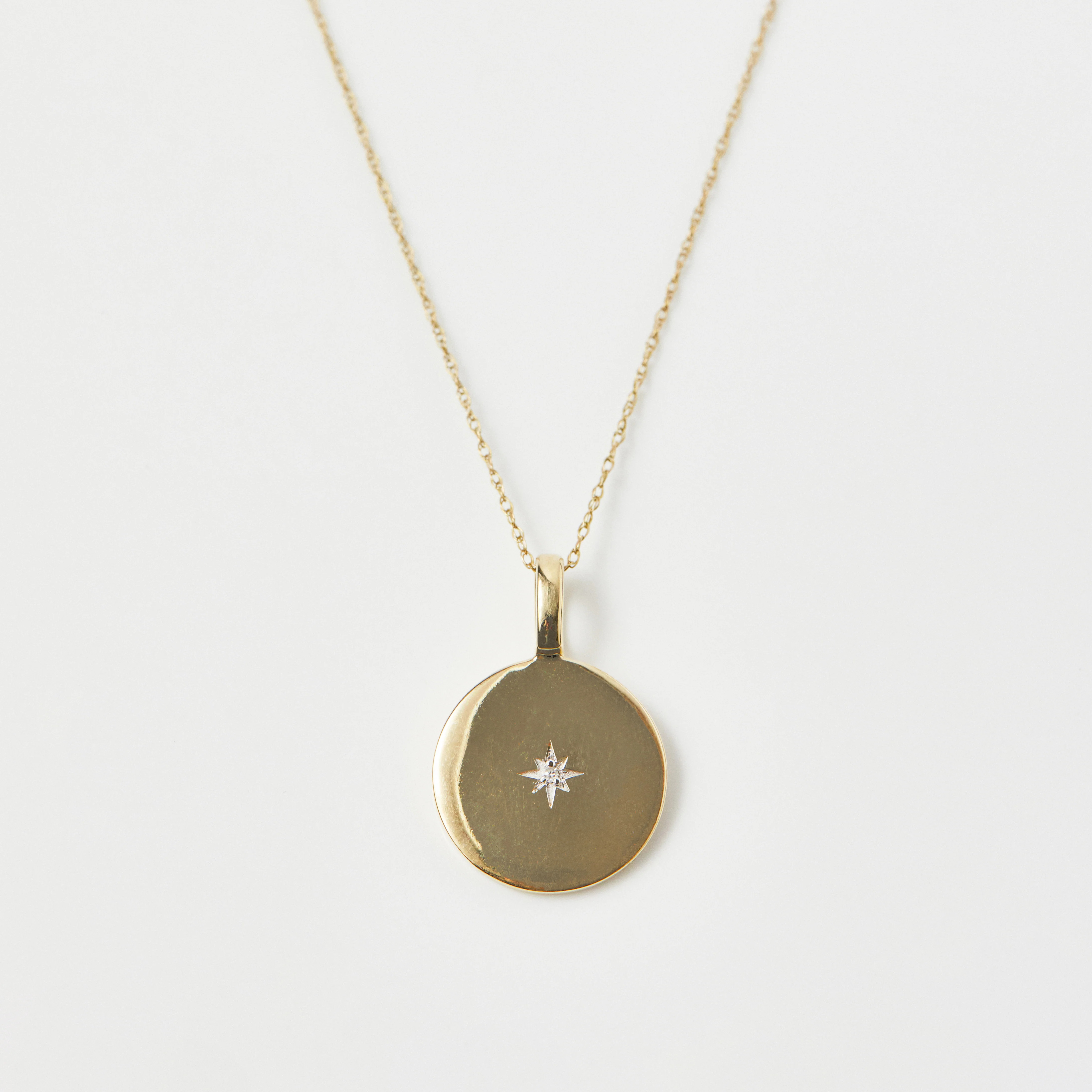 Star Set Diamond Disc Necklace | Carrie Elizabeth