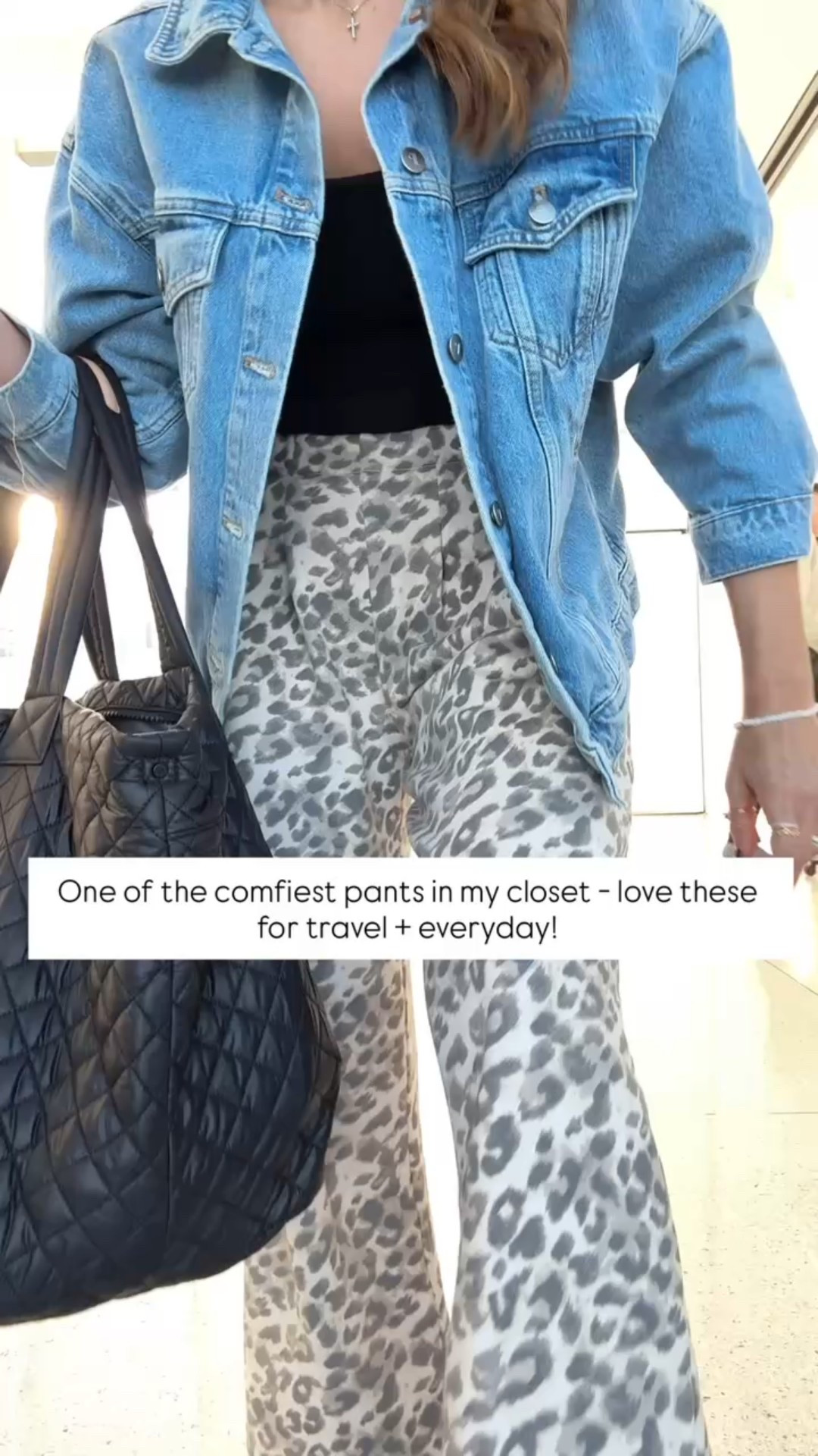 My travel outfit of the day! Leopard trouser style sweatpants in XXS regular. Denim jacket in XXS petite. Tory Burch suede sneakers are SO comfy! I went up half a size! Fall outfit. Airport outfit. MZ Wallace quilted travel tote. 


#LTKGiftGuide #LTKootd #LTKTravel