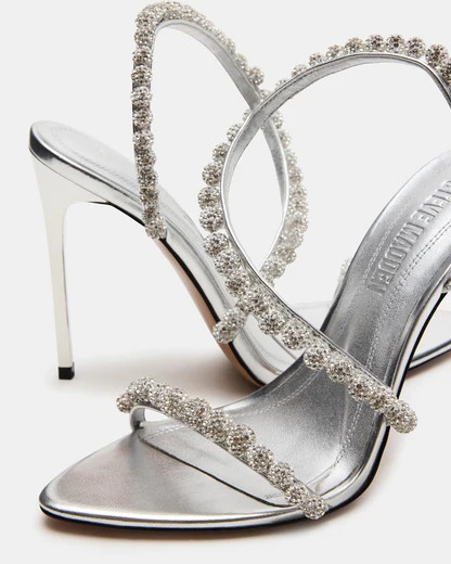 SIGNATURE Silver Multi Pointed-Toe Stiletto Strappy Heel | Women's Heels | Steve Madden (US)