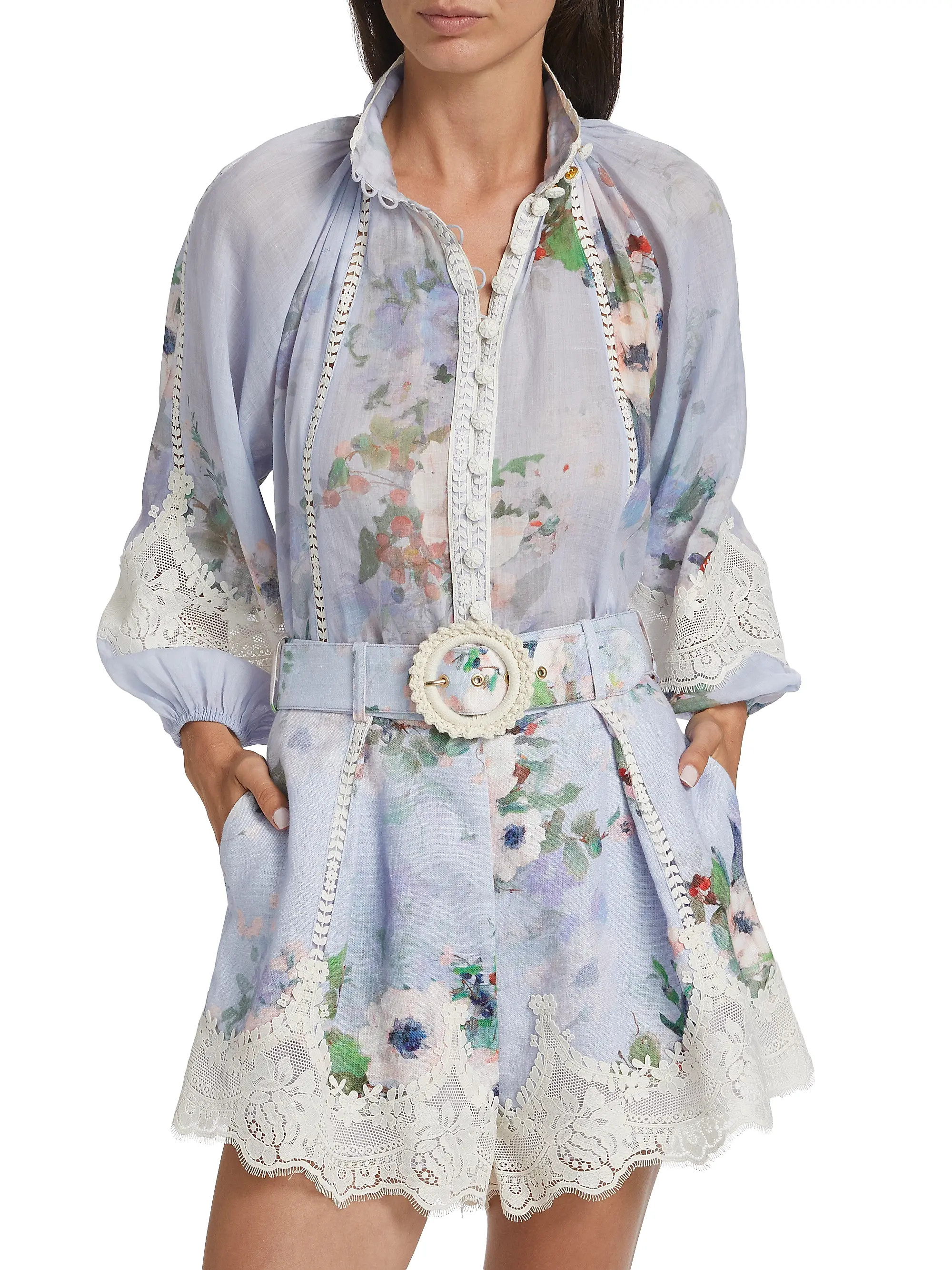 Everley Lace-Trim Blouse | Saks Fifth Avenue