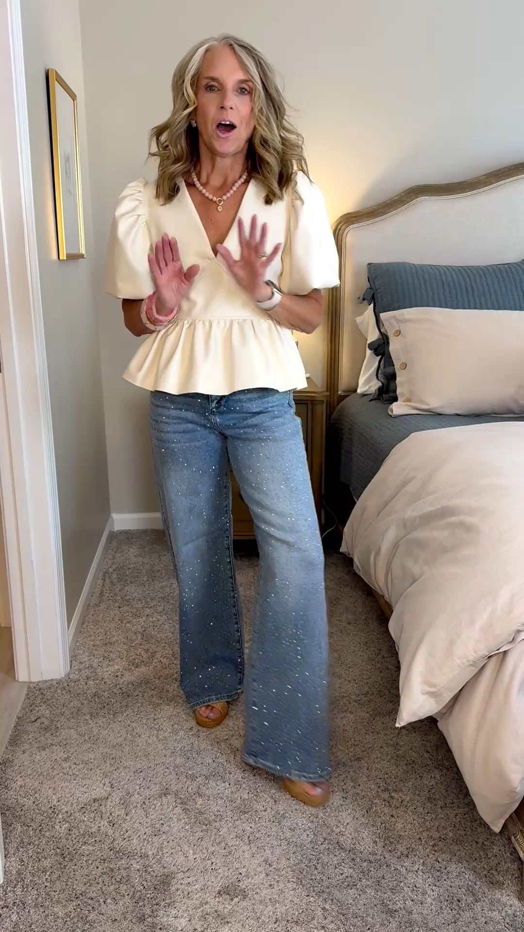 Sparkle in these jeans and faux leather top. Game day, date night, girls night out

#LTKgrwm #LTKootd #LTKOver40