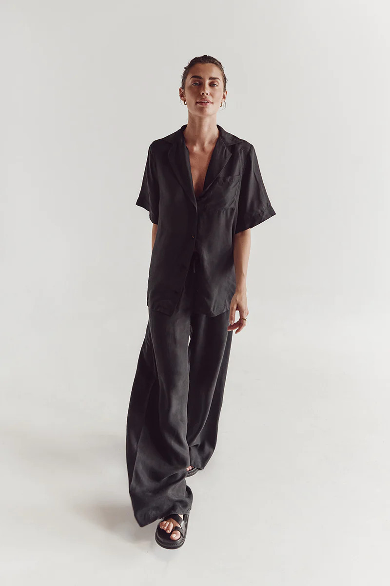 KINGSTON BLACK CUPRO WIDE LEG PANT | DISSH