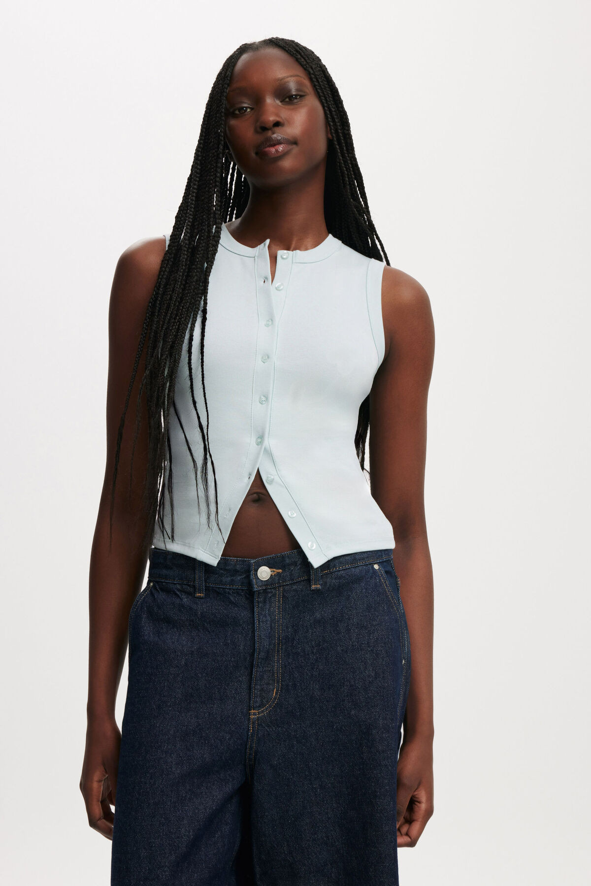 Charlie Button Front Tank | Cotton On (US)