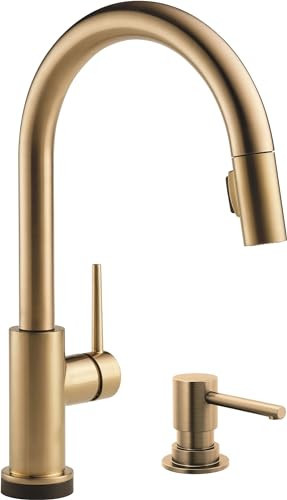 Delta Faucet Trinsic Pull Down Kitchen with Pull Down Sprayer, Kitchen Sink with Kitchen Soap Dispenser, s for Kitchen Sinks, Single-Handle, Champagne Bronze | Amazon (US)