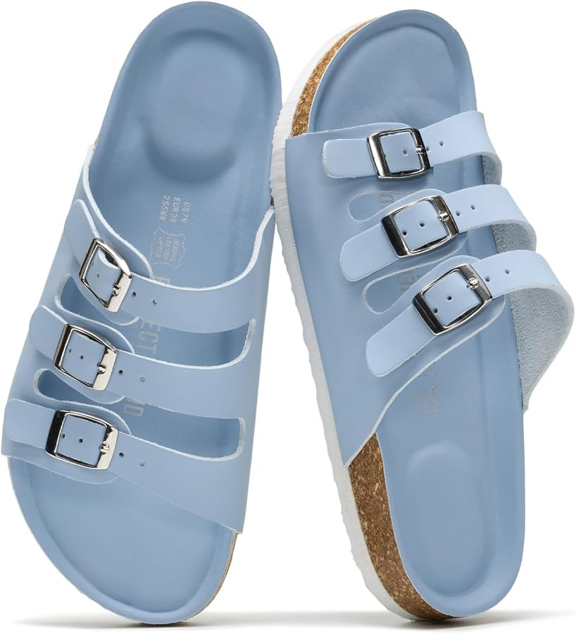 Project Cloud 100% Genuine Leather Summer Sandals for Women 2026 - Memory Foam & Cork Footbed Bea... | Amazon (US)