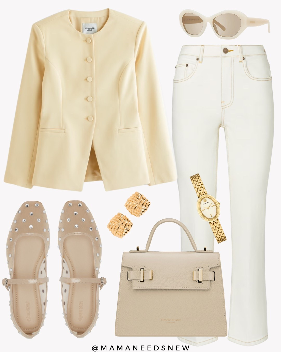 A spring outfit with a collarless blazer, jeans, mesh Maryjane flats, top handle bag 💛

#LTKItBag #LTKStyleTip #LTKSaleAlert