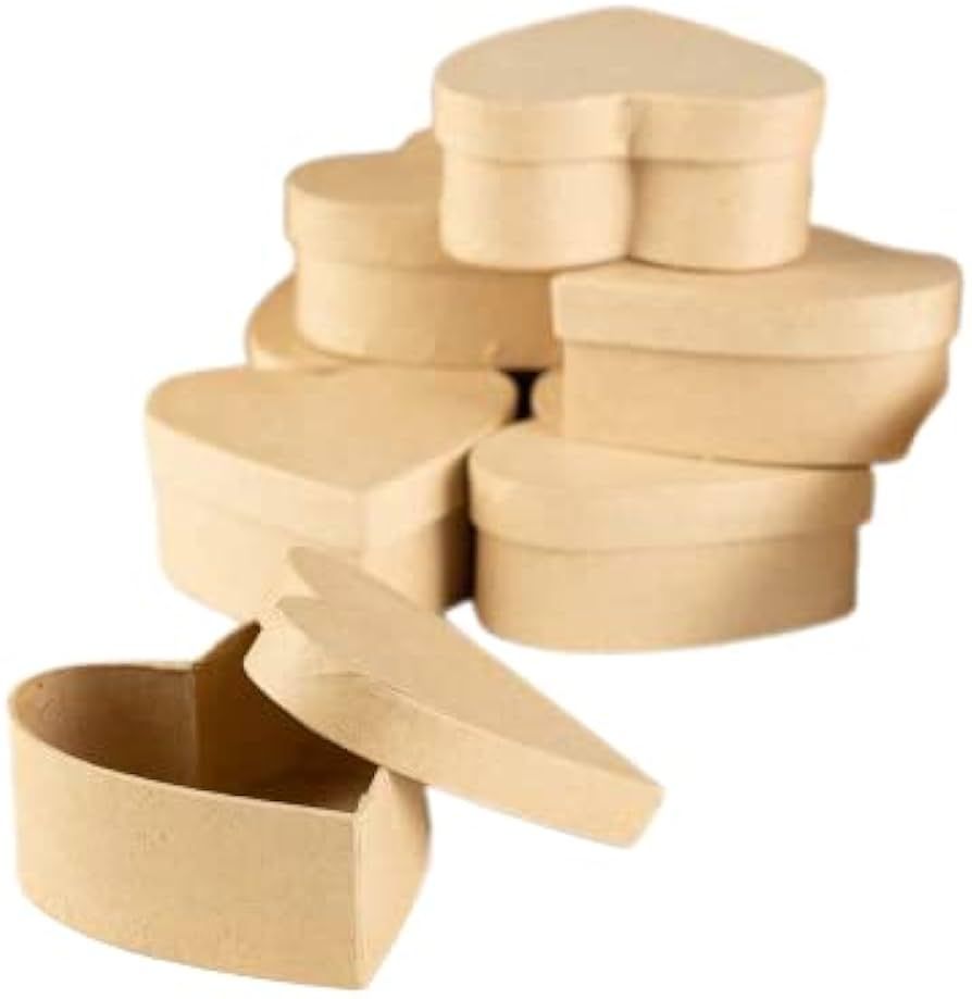 Factory Direct Craft 6 Paper Mache Heart Shaped Boxes (3" x 3") Heart Shaped Papier Mache Boxes C... | Amazon (US)