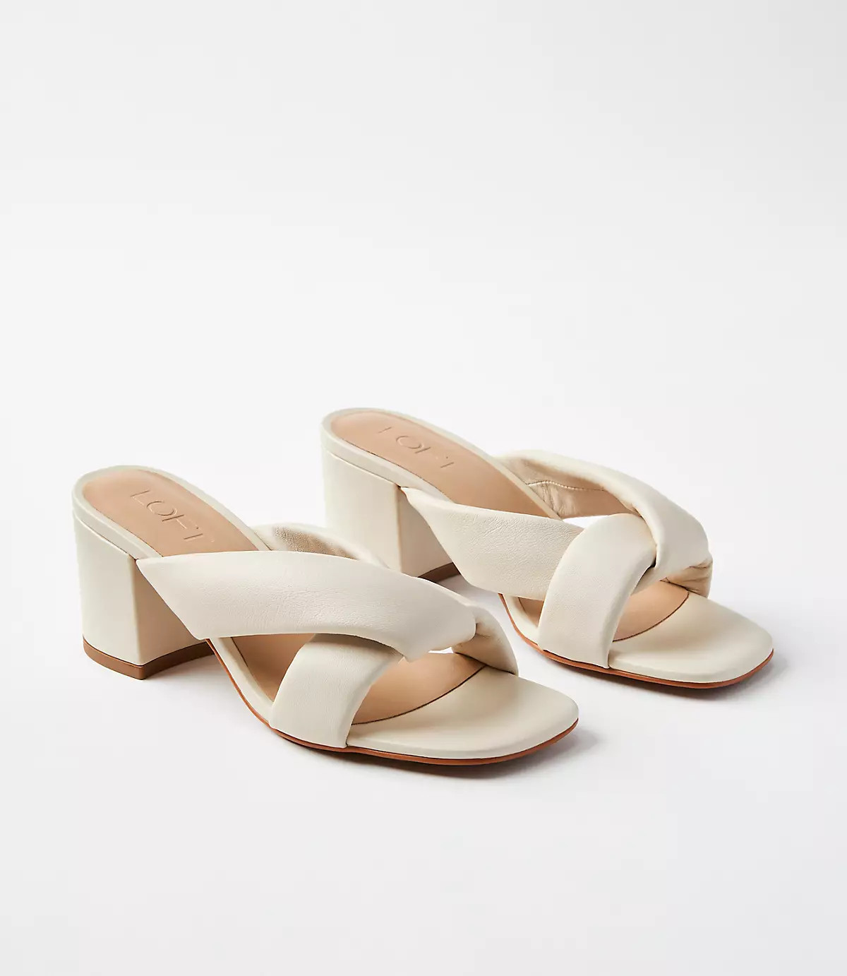 Puffed Twist Leather Mules | LOFT