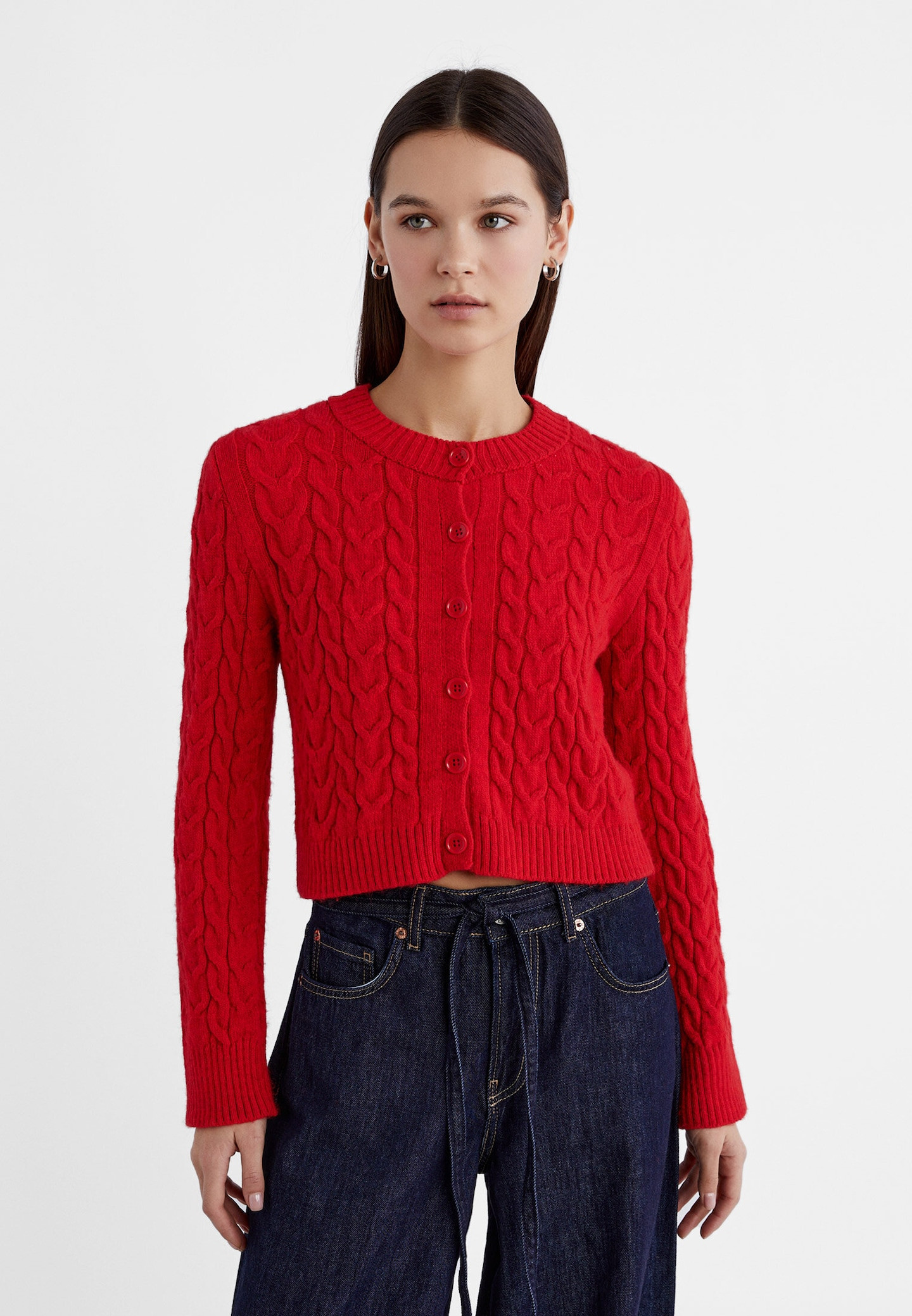Cable-knit cardigan | Stradivarius (UK)