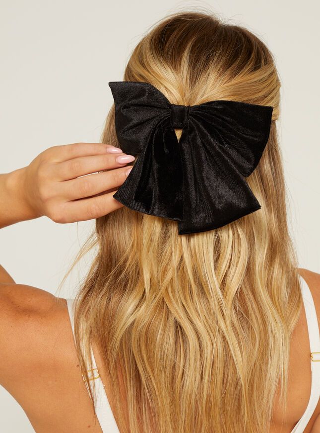 Velvet bow hair clip - Black | Boux Avenue (UK)