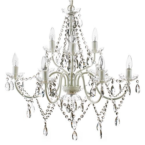 The Original Gypsy Color 9 Light Crystal White Hardwire Flush Mount Chandelier H26”xW27”, White Meta | Amazon (US)