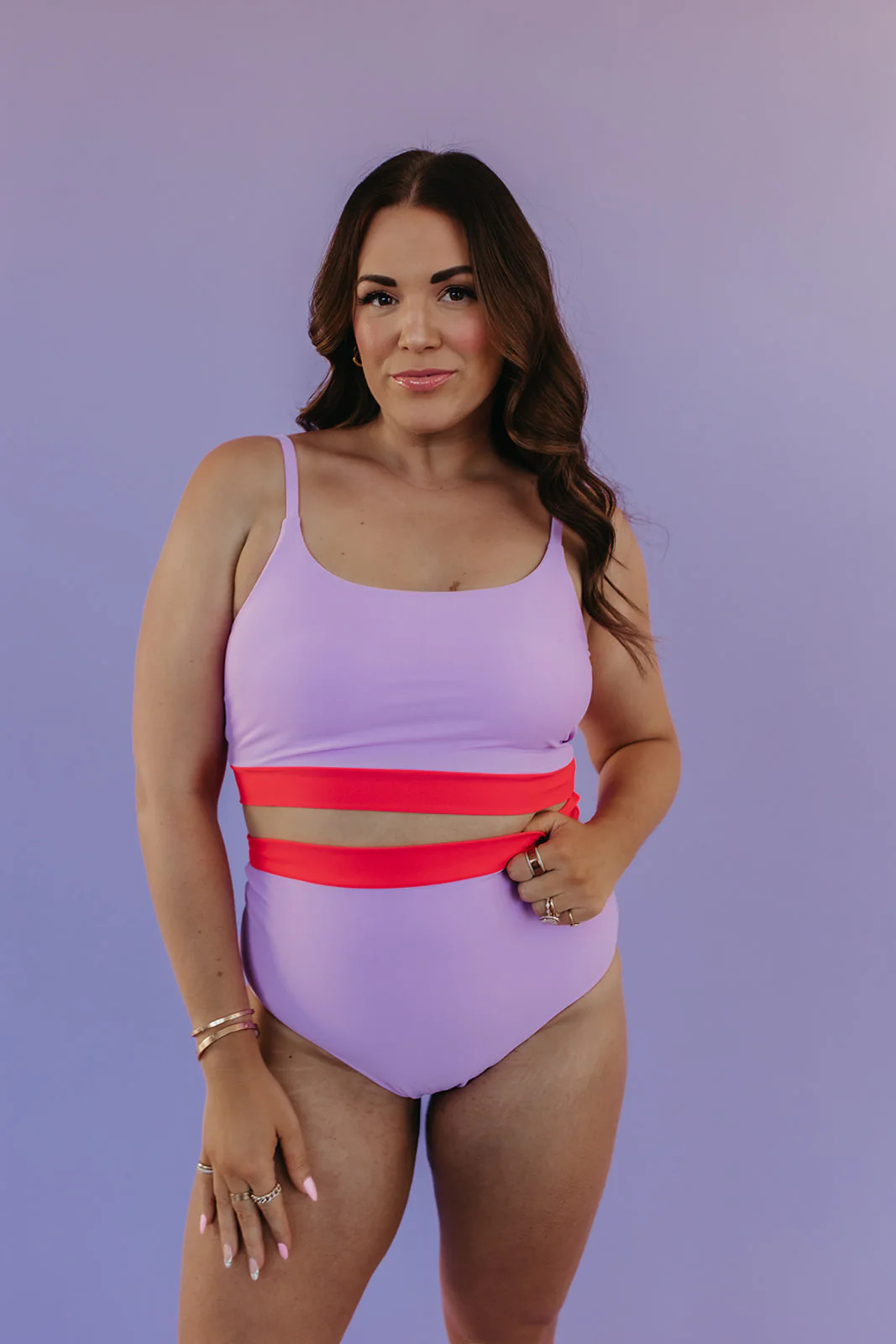 MIAMI SWIM TOP IN LILAC COLORBLOCK BY PINK DESERT X SARAH TRIPP | Pink Desert