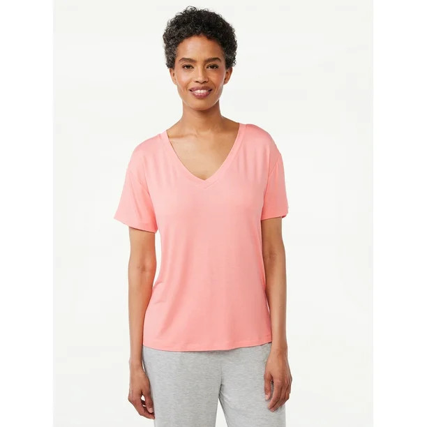 Joyspun Women's V-Neck Sleep T-Shirt, Sizes S to 3X | Walmart (US)