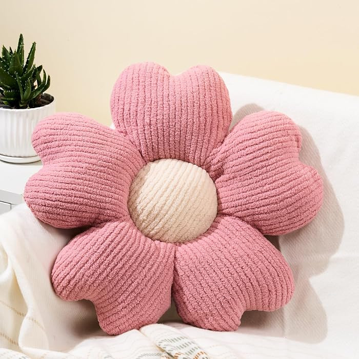 Sioloc Flower Shaped Throw Pillow, Fun Daisy Pillow, 15.7" Pink Flower Pillow Cute Decorative Sea... | Amazon (US)