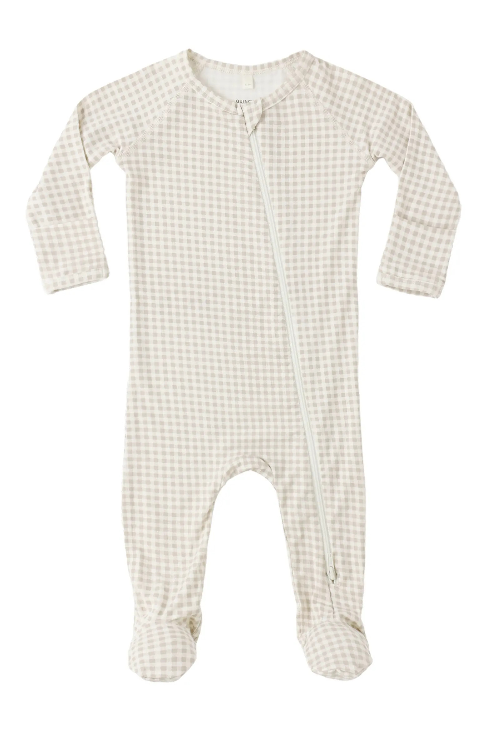 QUINCY MAE Oat Gingham Zip Footie (Men) | Nordstrom | Nordstrom