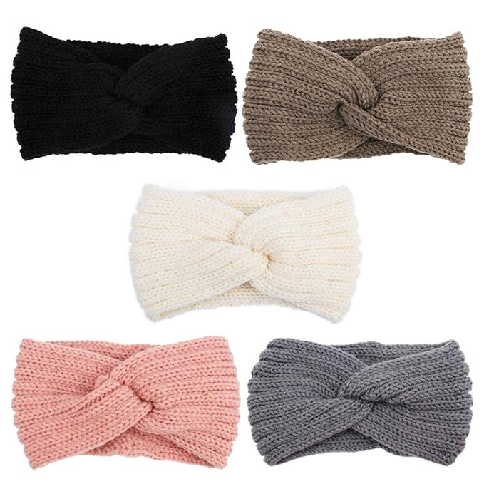 AOPRIE Knit Wide Headband for Winter 5 Pieces Women Ear Warmers Truban Headbands Thick headbands ... | Amazon (US)