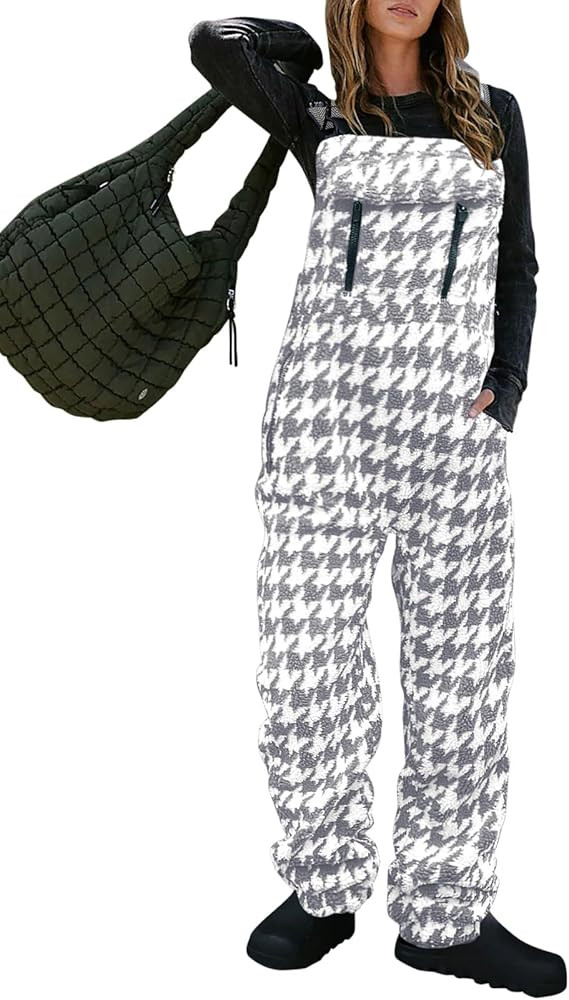 Yousify Women's Fleece Warm Overalls Winter Fuzzy Thick Adjustable Strap Bib Overalls Loose Casua... | Amazon (US)