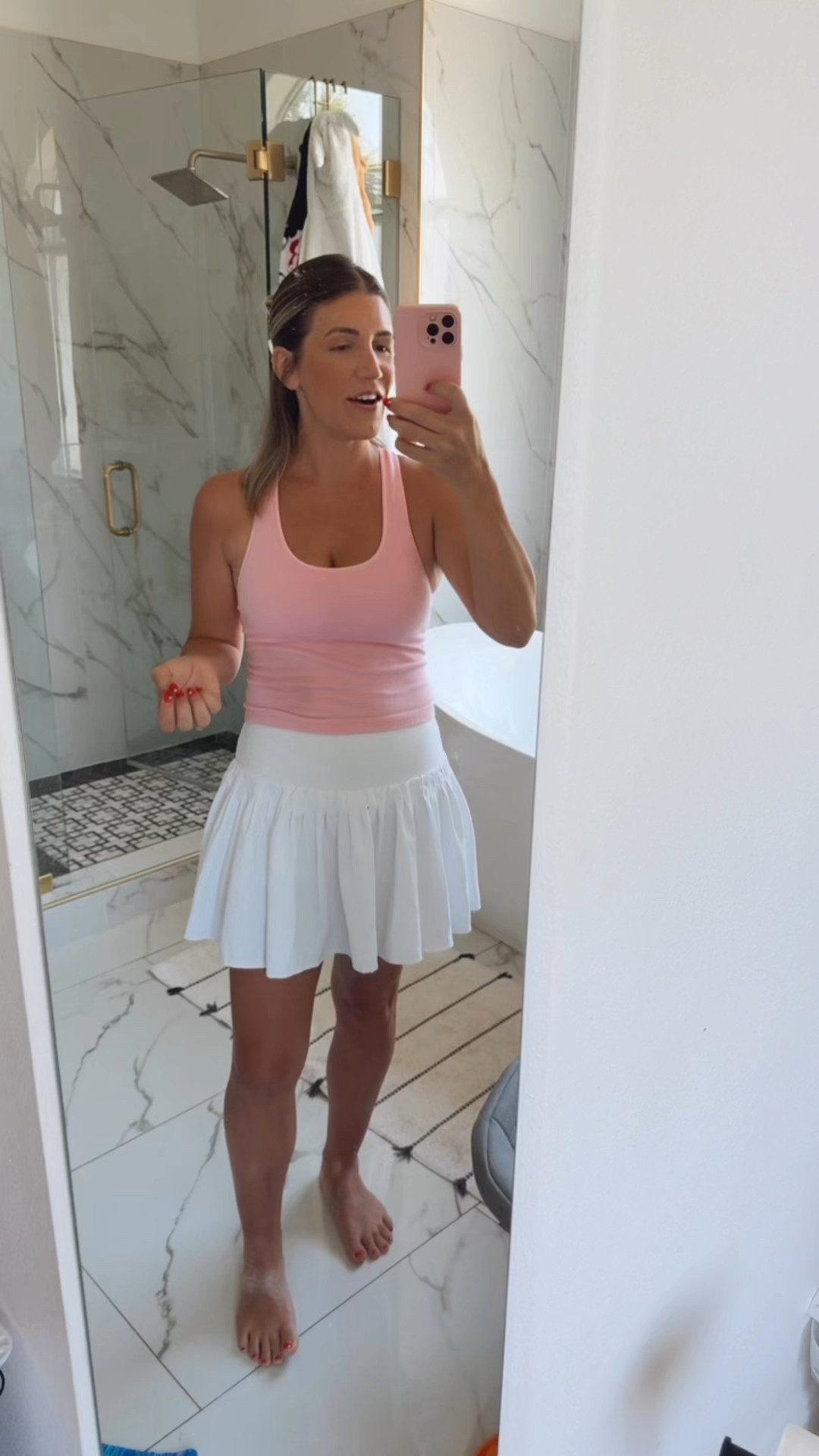 A fave day to day mom life look for summer. Love the fit of this stretchy ribbed tank (comes in multiple colors) paired with this fun white pleated skort that even has a phone pocket. Sharing the coordinating girls dresses too 

#LTKSummerEdit #LTKActive #LTKFamily