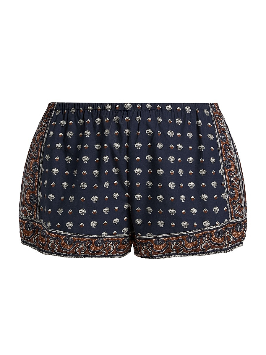 Women's Vienna Shell-Print Cotton Shorts - Bleu Foulard De La Mer - Size XXS | Saks Fifth Avenue