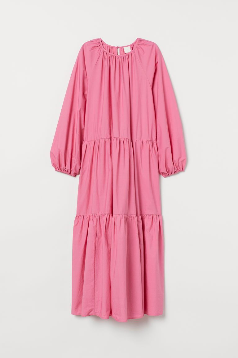 Relaxed-fit, calf-length dress in airy, woven cotton fabric. Round neckline, opening at back of n... | H&M (US + CA)