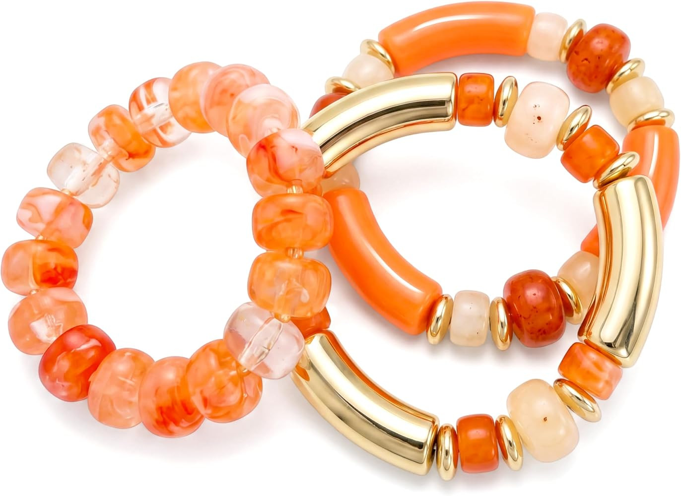 Multi Color Stretch Chunky Beaded Stackable Bracelets for Women- Layering Bead Strand Statement W... | Amazon (US)
